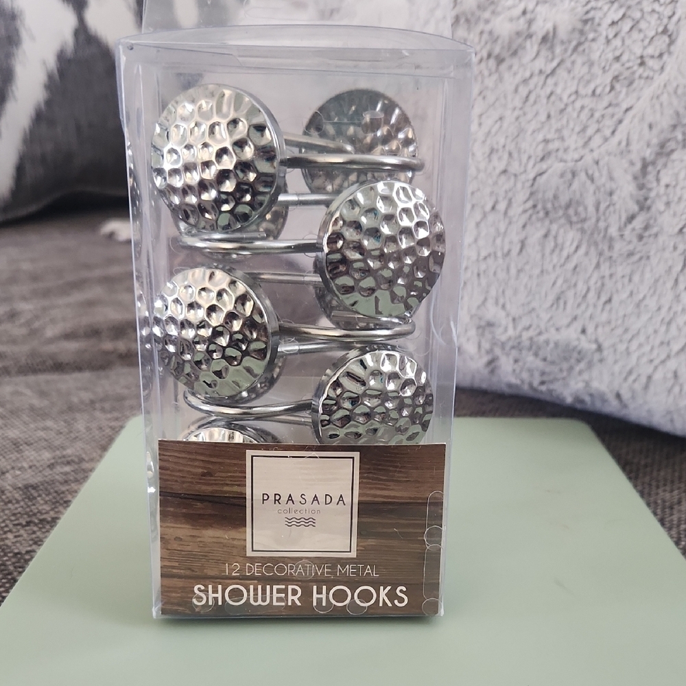 Prasada Silver Decorative Shower Hooks